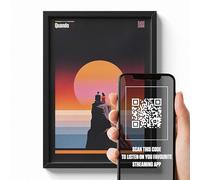 erreinge Poster Musicale con QR Code Personalizzabile - Vari Formati - Canzoni italiane - Ispirato a Quando di Pino Daniele - Innamorati al tramonto - Minimal Art Decò Wall Parete Camera da Letto