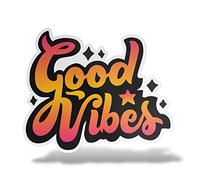 erreinge Sticker Good Vibes Adesivo Sagomato in PVC per Decalcomania Parete Murale Auto Moto Casco Camper Laptop - cm 25