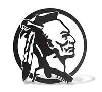 ERREINGE STICKER PRESPAZIATO NERO 12cm - Indiano Nativo Americano DX - Adesivo Decal Decalcomania Vinile Murale Laptop Auto Moto Casco Camper