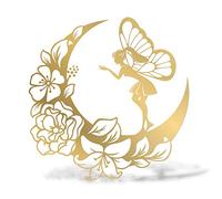 ERREINGE STICKER PRESPAZIATO ORO 35 x 34 cm - Luna Fata Stelle Fiabe Bambini - Adesivo Decal Decalcomania Vinile Murale Auto Moto Casco Camper