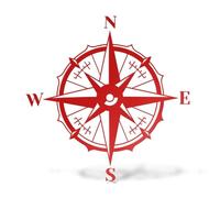 ERREINGE STICKER PRESPAZIATO ROSSO 35cm - Bussola Rosa dei Venti Barca Mare - Adesivo Decal Decalcomania Vinile Murale Laptop Auto Moto Casco Camper