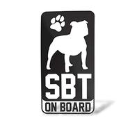 ERREINGE x2 STICKER PRESPAZIATO NERO 20cm - STAFFORDSHIRE BULL TERRIER ON BOARD - Adesivo Decal Decalcomania Vinile Murale Laptop Auto Moto Casco Camper