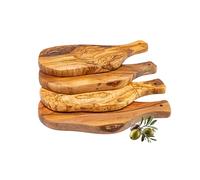 Erreke Tagliere in Legno d'ulivo Naturale, Tagliere da Cucina in Legno, Pezzo Unico, Ulivo Naturale, Tagliere per Servire, Carne Barbecue Formaggio Tapas Pane Aperitivo (28x13 cm, Set 4 pezzi)