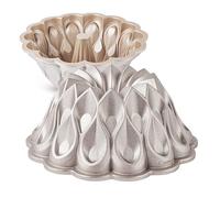 Erreke Tortiera scanalata, stampo per torta ad anello, cottura uniforme, doppio strato antiaderente, in alluminio pressofuso altamente resistente, oro rosa, diametro 24 cm, capacità 2,5 litri, stampo