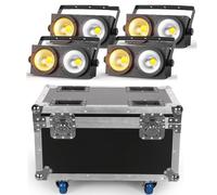 Erreyht 4PCS COB 200W Par LED con Flightcase, Blinder Luci Accecatori LED Bianco Freddo/Caldo Luce di Scena Faretto Effetti Illuminazione, Luci da Palco per Discoteca Matrimonio Bar Feste Pubblico
