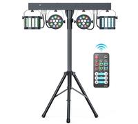 Erreyht 60 W Derby + RGBW LED per luce DJ con supporto e telecomando, illuminazione da palco con DMX-3/6/15 canali luci discoteca per dj, feste, chiese, concerti, matrimoni, Natale (senza borsa)