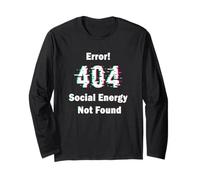 Error 404 Social Energy Not Found Funny Introvert Gamer Maglia a Manica