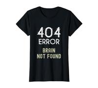 Errore 404 Cervello Non Trovato Maglietta, Donna, Nero, 3XL