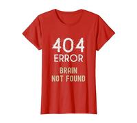 Errore 404 Cervello Non Trovato Maglietta, Donna, Rosso, S
