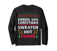 Errore nerd programmatore 404 Sorry Christmas Sweater Not Found Maglia a Manica