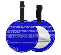 Errori classici della schermata blu della morte,Etichette per bagagli in pelle PU, etichette per bagagli resistenti da viaggio, 2 pezzi