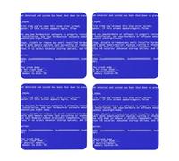 Errori classici della schermata blu della morte,Sottobicchieri quadrati in sughero MDF, sottobicchieri per tazze, set di 4 sottobicchieri per bevande