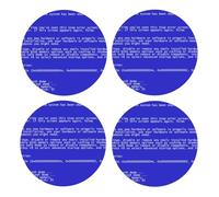 Errori classici della schermata blu della morte,Sottobicchieri rotondi in sughero MDF, sottobicchieri per tazze, set di 4 sottobicchieri per bevande