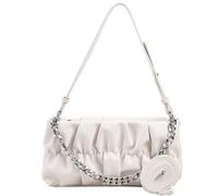 ERRORY Borsa a tracolla a catena a pieghe sotto le ascelle nuvola come borsa a tracolla borsa da donna per appuntamenti da lavoro borsa a tracolla pieghettata in poliuretano, bianco