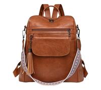 ERRORY Borsa a tracolla da donna con nappe alla moda zaino da viaggio borsa da scuola di grande capacità borsa in pelle PU per donna zaino scuola, Marrone giallastro., One Size