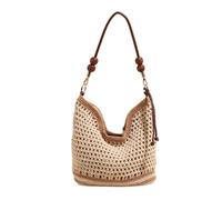 ERRORY Borsa a tracolla da donna in paglia da spiaggia, alla moda, per vacanze, casual, per tutti i giorni, cachi, Small