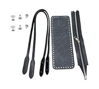 ERRORY Borsa a tracolla in pelle PU Set di maglieria Fai da te Crochet Making Borse Maniglie Borse con cerniera Fondo Shaper per borse all'uncinetto Maniglie per borse in pelle per fare, Nero