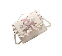 ERRORY Borsa a tracolla in PU a forma di cuore con cinturino regolabile con fiocco e ampio scomparto per le donne zaino decorato con cuore anime, Beige, One Size