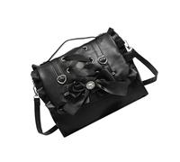 ERRORY Borsa a tracolla in PU a forma di cuore con cinturino regolabile con fiocco e ampio scomparto per le donne zaino decorato con cuore anime, Nero , One Size