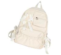 ERRORY Borsa da scuola in nylon alla moda per ragazze adolescenti con decorazione a fiocco zaino resistente all'acqua zaino pieghettato zaino in nylon per adolescenti, A, One Size