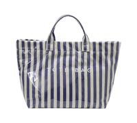ERRORY Borsa in PVC trasparente con manico superiore alla moda con design a righe colorate bloccate grandi tasche interne organizzate maniglia superiore a righe, Blu