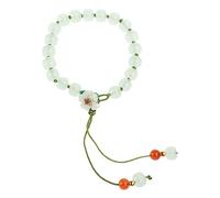 ERRORY Braccialetti di colore bianco in fiore di pesco dell'amicizia con perline rotonde di giada e perline in corda intrecciata per donne e ragazze