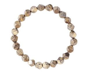 ERRORY Braccialetto da uomo con perline di pirite sfaccettate irregolari, lunghezza regolabile, da indossare tutti i giorni e da regalare con perle di pirite irregolari