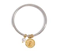 ERRORY Catenina da polso con medaglioni rotondi senza data, robusta struttura in acciaio inox, accessorio ideale per stratificare l'aspetto dell'acciaio inossidabile, Misura unica, come descritto