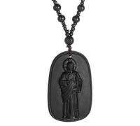 ERRORY Collana artigianale con talismani di Buddha in elegante giada simulata pietra preziosa amuleto protettivo per la pace e la guida buddista collana protettiva, One Size, come descritto, come