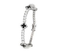 ERRORY Cubic Zirconia Quattro Foglia Erba Charm Regolabile 7Inch 8Inch Gioielli In Rame Per Buona Fortuna Simbolo Elegante Quattro Foglie Erba Fortunato, 8 inches, come descritto