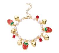 ERRORY Delicati gioielli da polso a forma di cuore, in lega, adatti per persone in cerca di gioielli individuali, perle fragole, Misura unica, come descritto