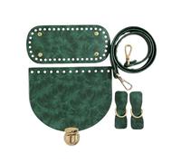 ERRORY Diys - Set di borse in pelle PU per lavori a maglia, con cinghia, copertura con patta e fondo per realizzare borse a tracolla, Verde scuro, One Size