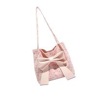 ERRORY Elegante borsa a coste per le donne di grande capacità Bow Plan spalla sottile permanente per scuola lavoro viaggi coreano moda fiocco, A