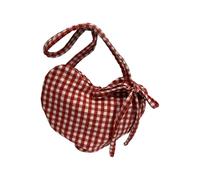 ERRORY Elegante borsa a tracolla con motivo a cuore in reticolo, resistente all'usura, tracolla regolabile, ideale per viaggi e shopping, adorabile da lei, Rosso