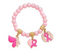 ERRORY Elegante perline per la consapevolezza della salute del seno nastro ciondolo grano regolabile gioielli da donna gioielli per la consapevolezza del cancro al seno gioielli elegante lega