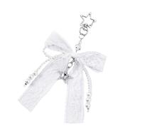 ERRORY Estetico Portachiavi Bella Borsa Ciondolo Fascino Perle Pizzo Fiocchi Portachiavi Charms per le Donne Borsa Zaino Decorazioni Ciondolo Charm, bianco