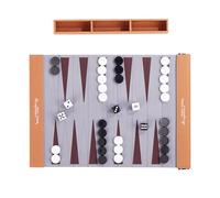 ERRORY Facile da trasportare arrotolabile in pelle PU Backgammon Set con pezzi acrilici perfetto per la famiglia divertente backgammon gioco gioco gioco di famiglia per spiaggia parco e uso domestico