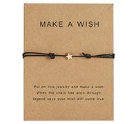ERRORY Fashion For Wish Card Star Charm Handmade Intrecciato Corda Cerata Regolabile Buona Fortuna Ragazza Anelli Per Uomini E Donne Coppia, Misura unica, come descritto