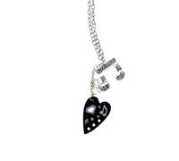 ERRORY Gioielli con ciondolo con finitura glitterata, dettaglio nota musicale e collana lunga a catena per feste e look quotidiani collana con ciondolo a forma di cuore acrilico glitter nota musicale