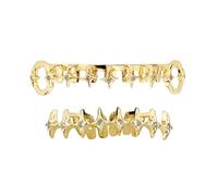 ERRORY Griglie dentali in rame a forma di stella con design cavo curvo leggero, 10 g, per uso quotidiano ed eventi sociali, accessori per sorrisi da viaggio, D, come descritto, come descritto