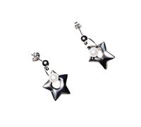 ERRORY Orecchini in lega a cinque punte con perla a stella con chiusura a C sul retro per pelli sensibili da indossare tutti i giorni