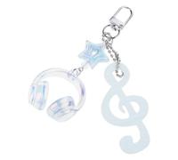 ERRORY Portachiavi a forma di nota musicale a pois con strisce e stelle, decorazione per borse, accessori alla moda, Blu, Taglia unica