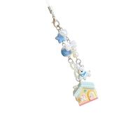 ERRORY Portachiavi in miniatura a forma di cottage con animali, in resina, con catenina, organizer portatile, per amici, famiglia, amanti degli animali domestici, Blu, Hanging rope