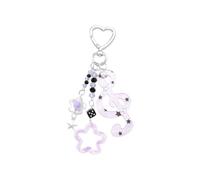 ERRORY Portachiavi versatile in acrilico con perline con simboli artistici, design portatile per chiavi, borse, decorazione elegante con note musicali, Portachiavi Stella Viola, Taglia unica
