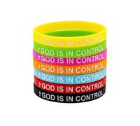 ERRORY Set di 7 braccialetti in gomma comodi con parole incoraggianti e catena da polso per squadre sportive con effetto luminoso notturno