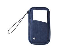 ERRORY Sottile borsa essenziale da viaggio portafoglio documento di viaggio con carta Oxford copertura in tessuto per gli uomini multi slot per carte porta passaporto, Blu