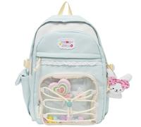 ERRORY Zaino con bordo in pizzo staccabile, incantevole gingilli resistenti all'acqua, tessuto di nylon imbottito sulla schiena, compatto, per trasportare lo zaino essenziale in pizzo trasparente con