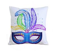ERRTU Federe per Cuscini,Cuscini Divano Fodera per Cuscino Casa Soggiorno Camera da Letto Decorazione per Interni,Carnevale, Maschera Veneziana Blu Ornata con Piume per la Festa in Maschera,40x40 cm