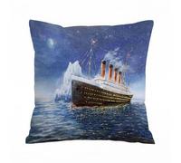 ERRTU Federe per Cuscini,Cuscini Divano Fodera per Cuscino Casa Soggiorno Camera da Letto Decorazione per Interni,dipinto a olio originale del Titanic e dell'iceberg nell'oceano di notte su,40x40 cm