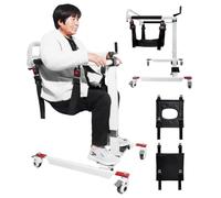 Errzom Sedia da Trasferimento per Pazienti 4 in 1, Altezza/Larghezza Regolabili, Sedia da Trasferimento con Leva di Sollevamento Manuale, Sollevatore per Disabili per Auto